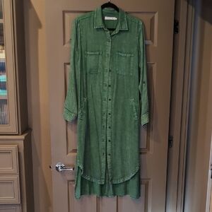 Billy T Green Shirt Dress Button Up
